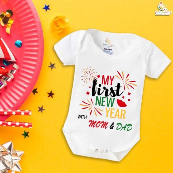 Babywish New Year Romper Clothes My First New Year Bodysuits My First New Year with Mom & Dad - Image 5