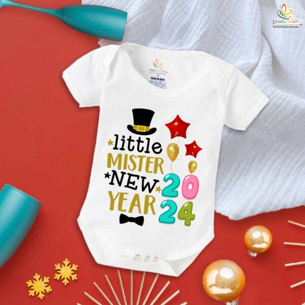 Babywish New Year Romper Clothes My First New Year Bodysuits Little Mister New Year - Image 5