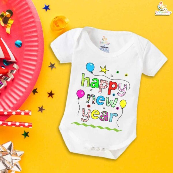 Babywish New Year Romper Clothes My First New Year Bodysuits Happy New Year Balloon Print - Image 5