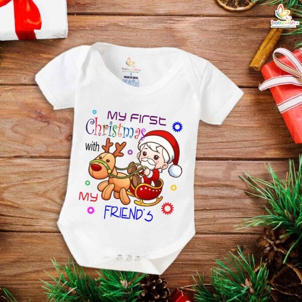 Babywish Christmas Romper Clothes My First Merry Christmas Bodysuits My First Christmas With my Friends - Image 5
