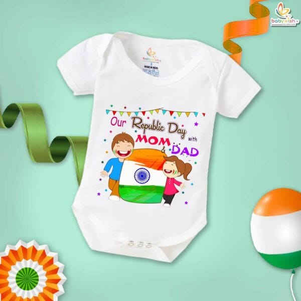Babywish Republic Day Romper Clothes My First Republic Day Bodysuits Our Republic Day With Mom & Dad - Image 5