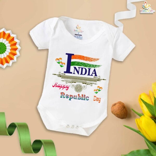 My First Republic Day Romper | Happy Republic Day India Baby Bodysuit | 26th January Outfit for Boys & Girls – Babywish - Image 5