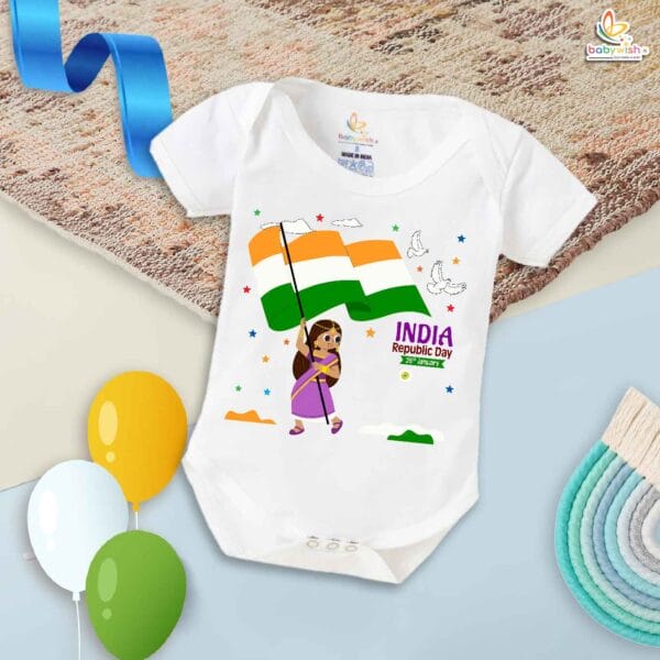 My First Republic Day Romper | INDIA Republic Day Bodysuit for Babies | 26th January Outfit for Infants | Republic Day Baby Clothes | Babywish - Image 5