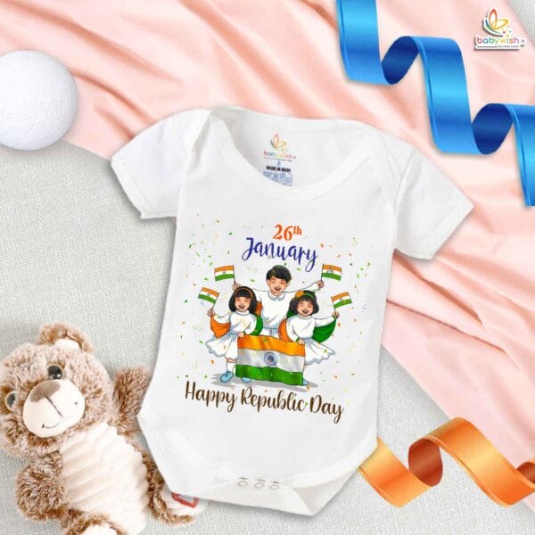 My First Republic Day Romper | 26th January Happy Republic Day Bodysuit | Group Dance Baby Outfit | Patriotic Baby Clothes | Babywish - Image 5