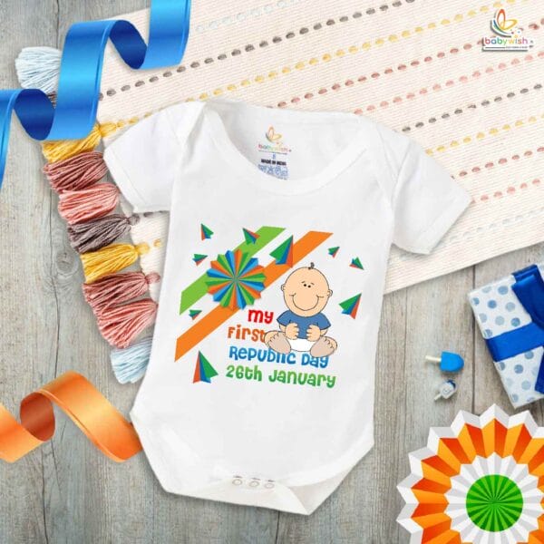 My First Republic Day Romper | 26th January Bodysuit for Babies | Patriotic Republic Day Outfit for Infants & Toddlers | Baby Clothes for National Festivals | Babywish - Image 5