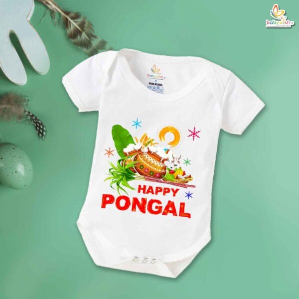 My First Pongal Baby Romper – "Happy Pongal Festivals" Bodysuit for Newborns & Infants | Cute Pongal Outfit for Boys & Girls – Babywish - Image 5