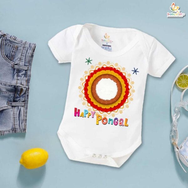 My First Pongal Baby Romper – "Happy Pongal Circle" Bodysuit for Newborns & Infants | Festive Pongal Outfit for Boys & Girls – Babywish - Image 5