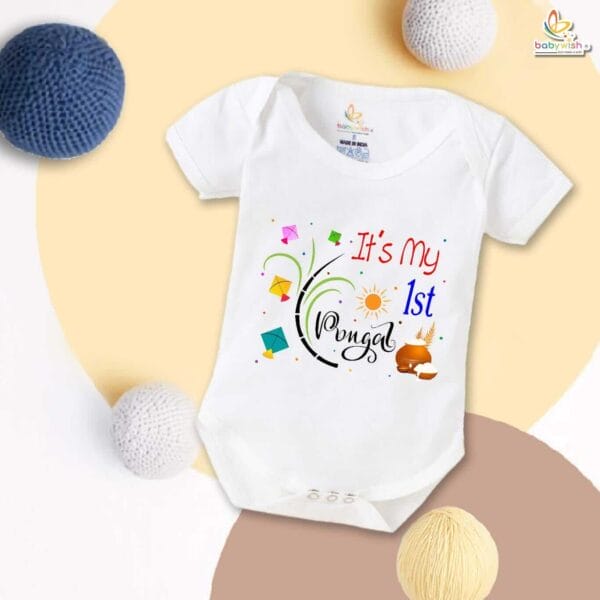 My First Pongal Baby Romper – "It's My Pongal Celebrations" Bodysuit for Newborns & Infants | Celebrate Pongal with Babywish - Image 5