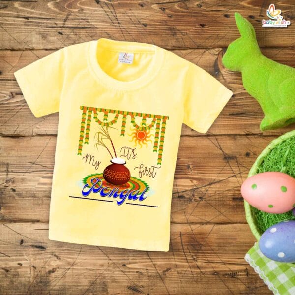 My 1st Pongal My First Pongal T-shirt – Cute Baby Outfit for Newborns & Infants | Perfect for Pongal Festivals | Babywish - Image 4