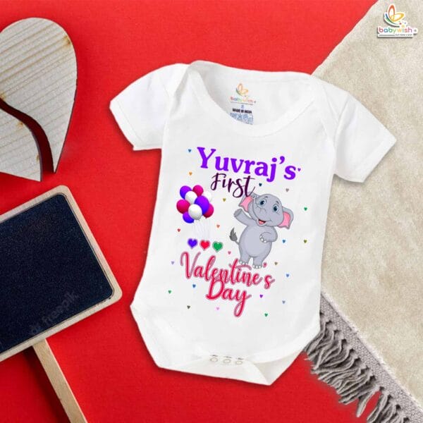 Elephant Print Baby Romper – My First Valentine’s Day Bodysuit for Newborn & Infant | Cute Valentine’s Day Baby Outfit with Elephant Design | Unisex Baby Clothes – Babywish - Image 5