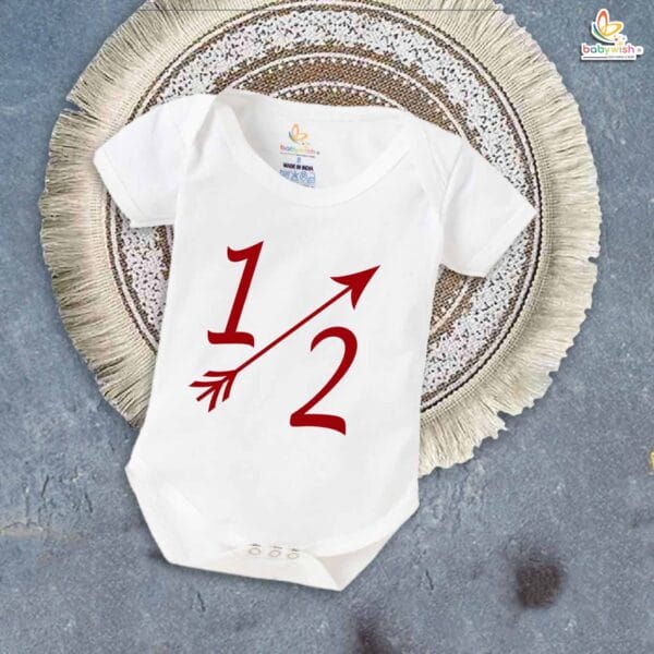 My First Half Birthday Outfit – 1/2 Birthday Romper for Baby Boy or Girl | Halfway to One Bodysuit with Arrow Design by Babywish - Image 5