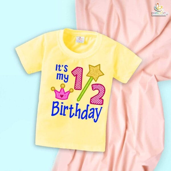 Halfway to One T-Shirt – My First Half Birthday Outfit for 6 Month Baby Boys & Girls – Cute 1/2 Birthday Celebration Shirt – Babywish - Image 4