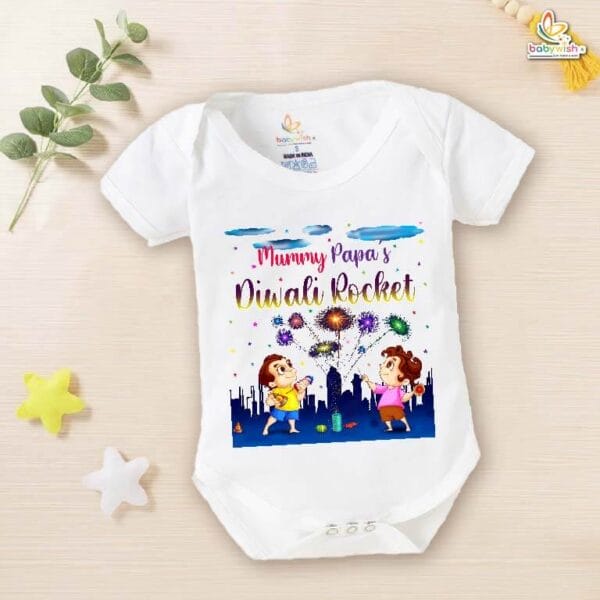 Babywish Baby Diwali Romper Bodysuit My First Diwali Mummy Papa's Diwali Rocket - Image 5