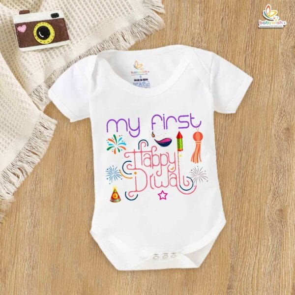Babywish Baby Diwali Romper Bodysuit My First Diwali My First Happy Diwali Celebrations - Image 5