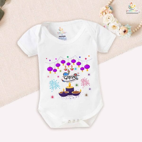 Babywish Baby Diwali Romper Bodysuit My First Diwali Diwali Celebrations With Sweets - Image 5