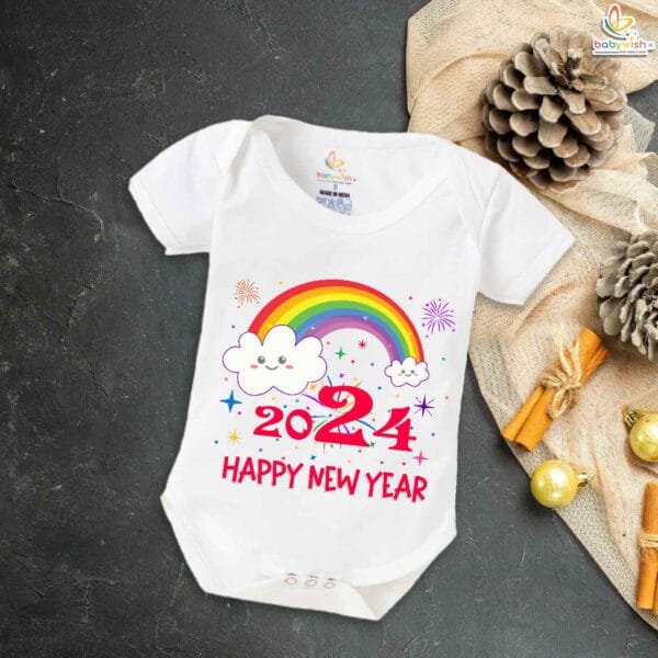 Babywish New Year Romper Clothes My First New Year Bodysuits Happy New Year 2024 Rainbow Print - Image 5