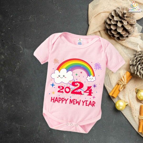 Babywish New Year Romper Clothes My First New Year Bodysuits Happy New Year 2024 Rainbow Print - Image 4