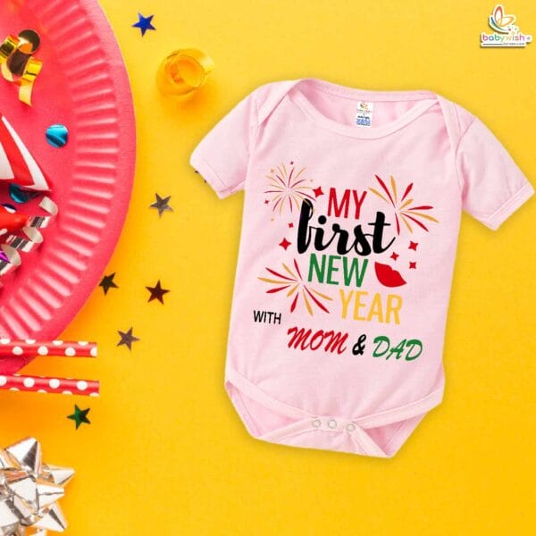 Babywish New Year Romper Clothes My First New Year Bodysuits My First New Year with Mom & Dad - Image 4