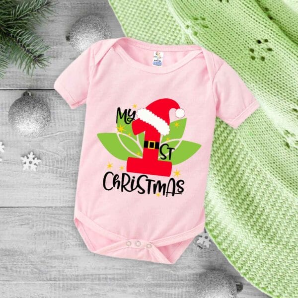 Babywish Christmas Romper Clothes My First Merry Christmas Bodysuits Berry Theme Christmas Print - Image 4