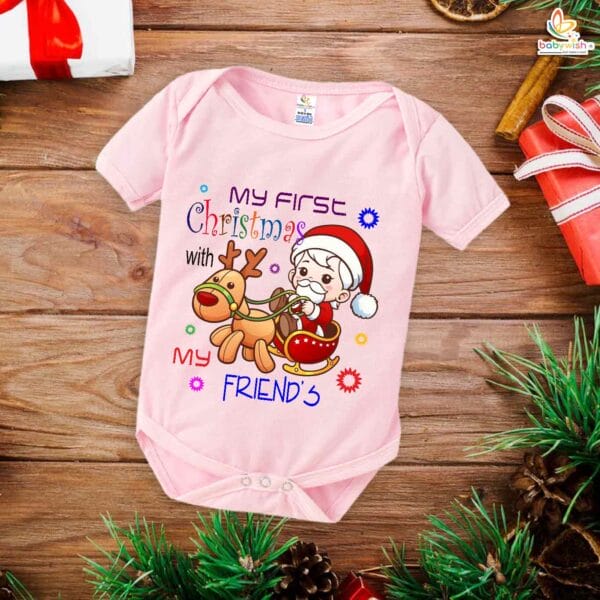 Babywish Christmas Romper Clothes My First Merry Christmas Bodysuits My First Christmas With my Friends - Image 4