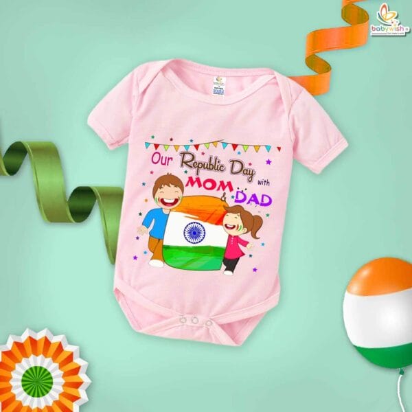 Babywish Republic Day Romper Clothes My First Republic Day Bodysuits Our Republic Day With Mom & Dad - Image 3
