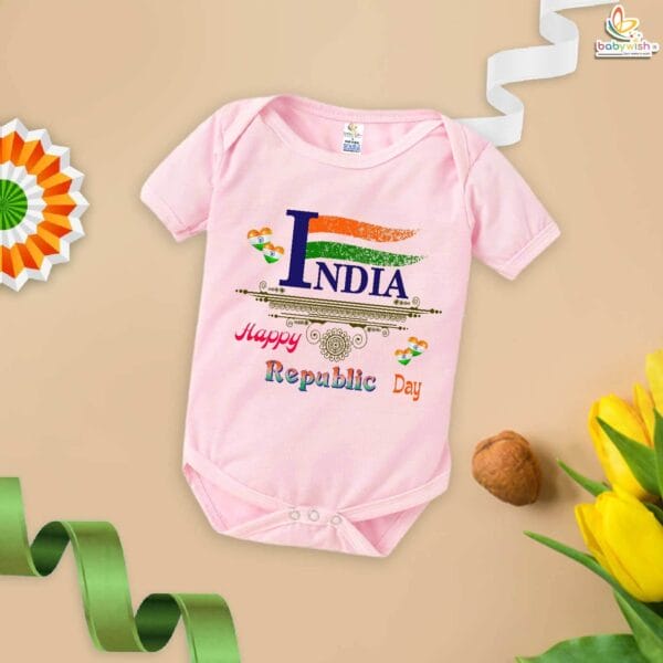 My First Republic Day Romper | Happy Republic Day India Baby Bodysuit | 26th January Outfit for Boys & Girls – Babywish - Image 3