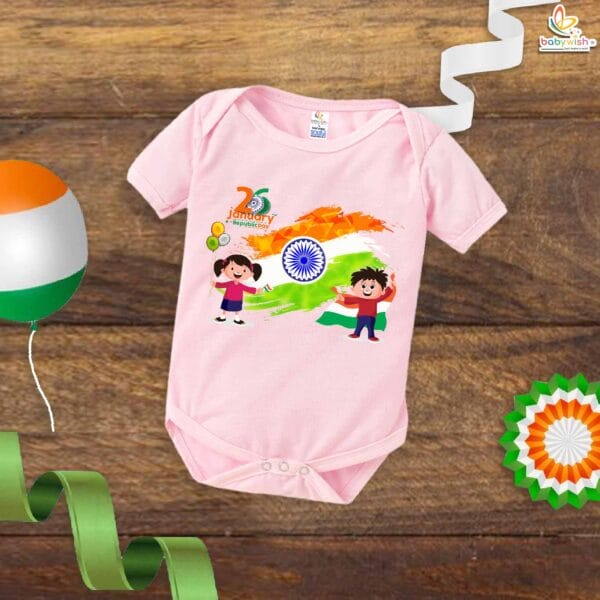 My First Republic Day Romper | 26th January Republic Day Boy & Girl Print Baby Bodysuit | Patriotic Outfit for Boys & Girls – Babywish - Image 3