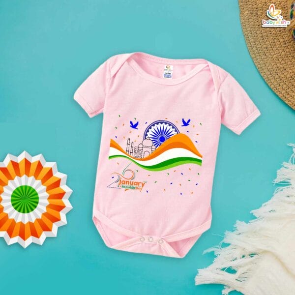 My First Republic Day Romper | 26th January Republic Day 3 Color Baby Bodysuit | Patriotic Outfit for Boys & Girls – Babywish - Image 3