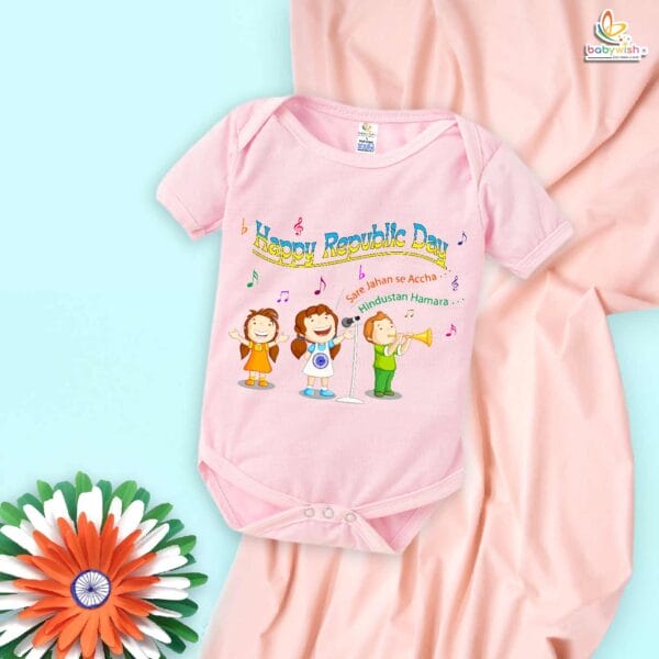 My First Republic Day Romper | Saare Jahan Se Accha Hindustan Hamara Baby Bodysuit | Happy Republic Day Outfit for Boys & Girls – Babywish - Image 3