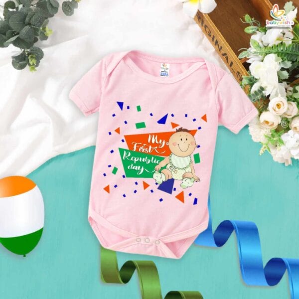 My First Republic Day Romper | Baby Print Bodysuit for 26th January | Republic Day Outfit for Infants & Toddlers | Patriotic Baby Clothes | Babywish - Image 3