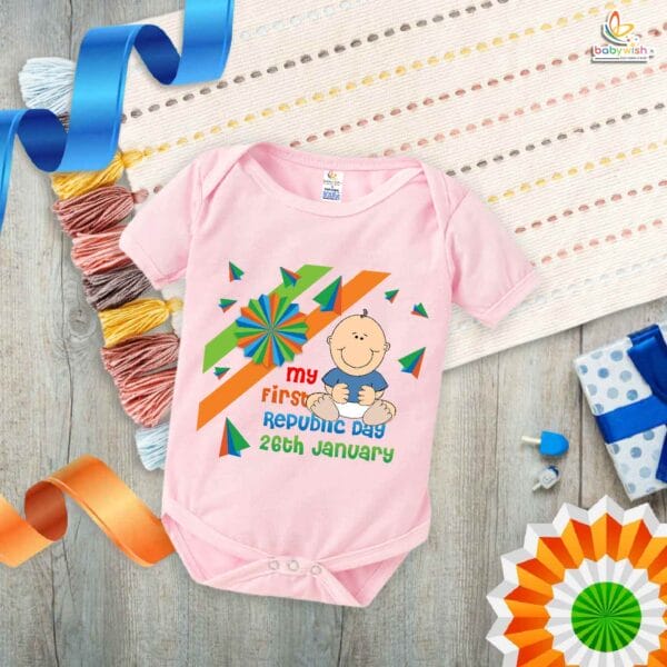 My First Republic Day Romper | 26th January Bodysuit for Babies | Patriotic Republic Day Outfit for Infants & Toddlers | Baby Clothes for National Festivals | Babywish - Image 3