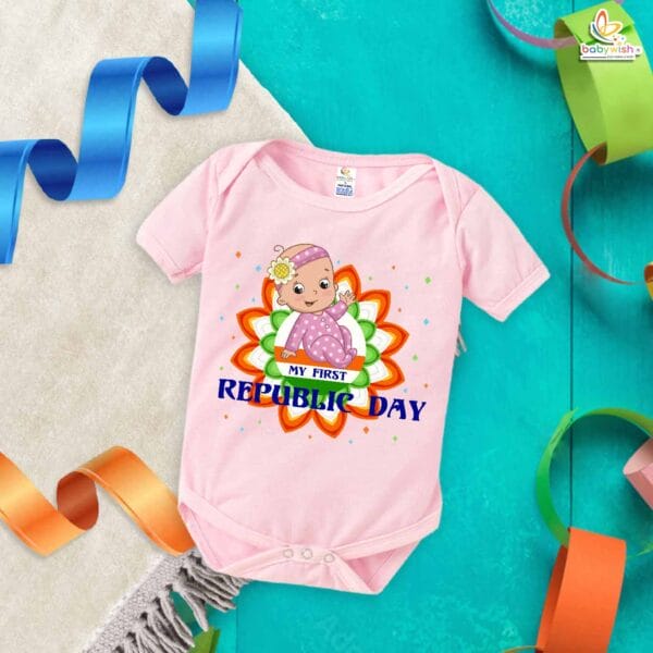 My First Republic Day Romper for Baby Girl | 26th January Bodysuit | Patriotic Outfit for Infant Girls | Republic Day Baby Clothes | Babywish - Image 3
