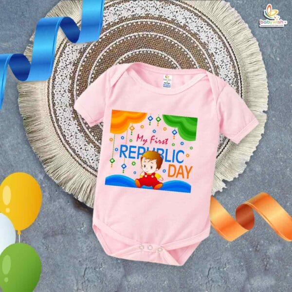 My First Republic Day Romper for Baby Boy | 26th January Bodysuit with Baby Boy Print | Patriotic Outfit for Infants | Republic Day Baby Clothes | Babywish - Image 3