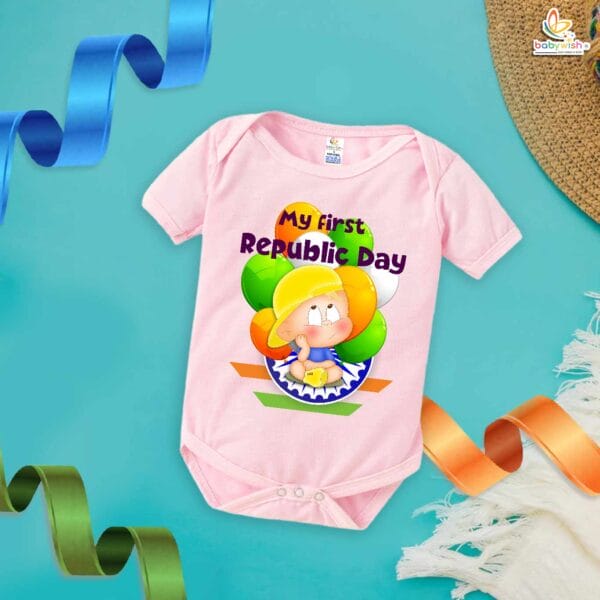 My First Republic Day Romper | Balloon Print Bodysuit for Babies | 26th January Patriotic Outfit for Infants | Republic Day Baby Clothes | Babywish - Image 3