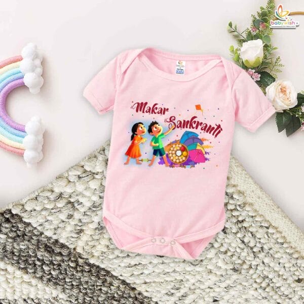 My First Makar Sankranti Baby Romper – Til Gud Print Festival Bodysuit for Newborns & Infants | Traditional Sankranti Outfit for Boys & Girls – Babywish - Image 4