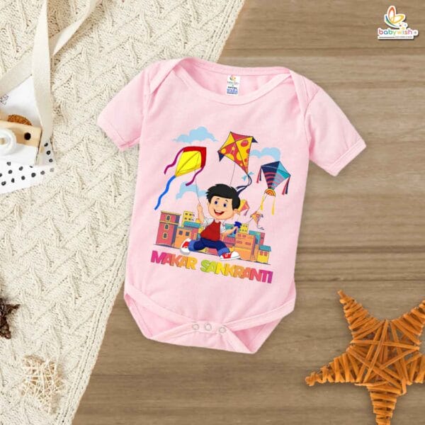 My First Makar Sankranti Baby Romper – Flying Kite Print Bodysuit for Boys | Perfect Makar Sankranti Outfit for Newborns & Infants – Babywish - Image 4