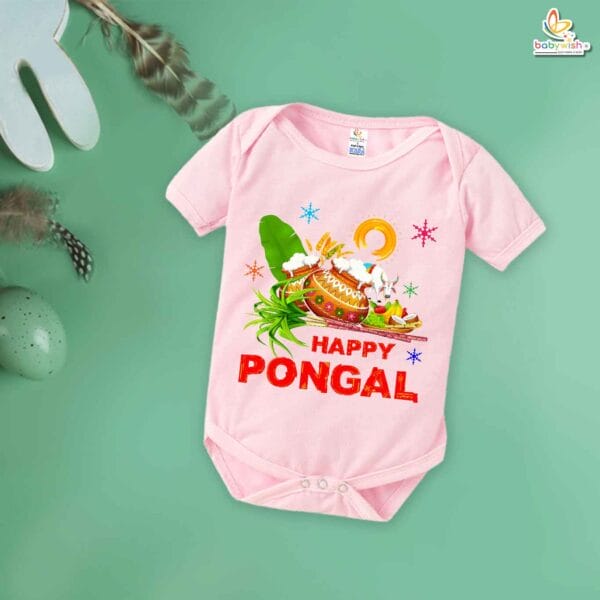 My First Pongal Baby Romper – "Happy Pongal Festivals" Bodysuit for Newborns & Infants | Cute Pongal Outfit for Boys & Girls – Babywish - Image 3