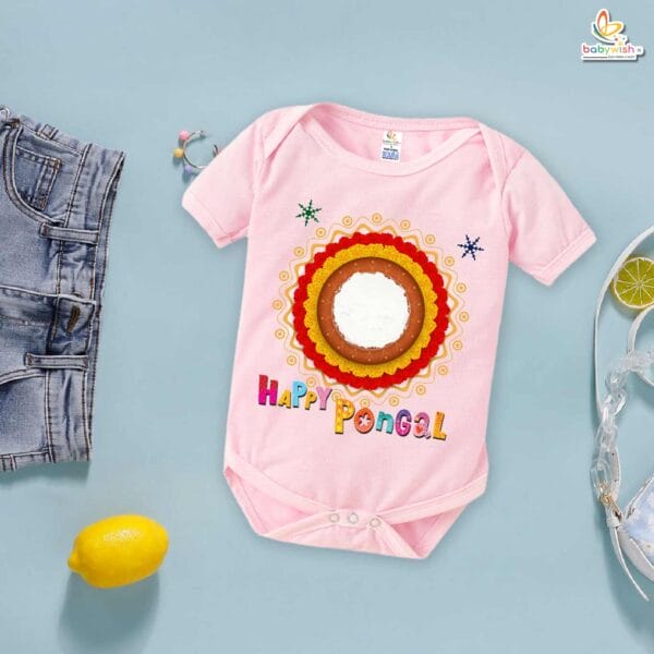 My First Pongal Baby Romper – "Happy Pongal Circle" Bodysuit for Newborns & Infants | Festive Pongal Outfit for Boys & Girls – Babywish - Image 3