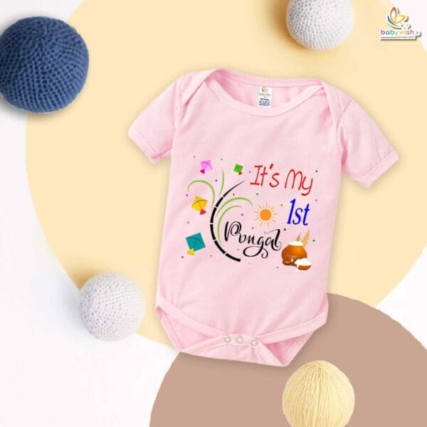 My First Pongal Baby Romper – "It's My Pongal Celebrations" Bodysuit for Newborns & Infants | Celebrate Pongal with Babywish - Image 3