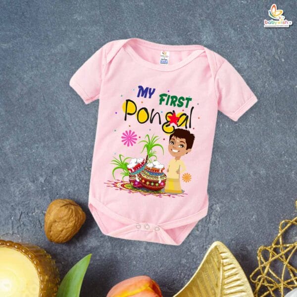 First Pongal My First Pongal Romper – Cute Newborn & Infant Bodysuit for Pongal Celebration | Baby Pongal Outfit for Boys & Girls – Babywish - Image 3