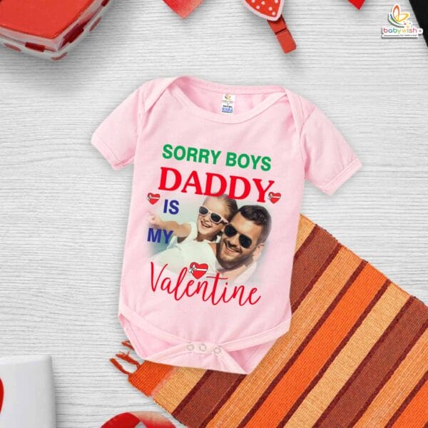 Sorry Boys, Daddy’s Mine Valentine’s Day Baby Romper – My First Valentine’s Day Bodysuit for Infant & Newborn Girls | Cute Baby Girl Valentine Outfit – Babywish - Image 3