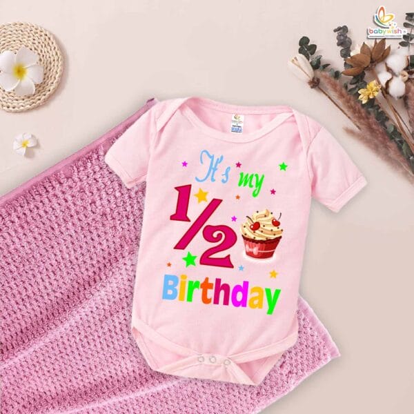 It’s My 1/2 Birthday Romper – My First Half Birthday Bodysuit for 6 Month Baby Girls – Cute Cherry Design Infant Outfit – Babywish - Image 4