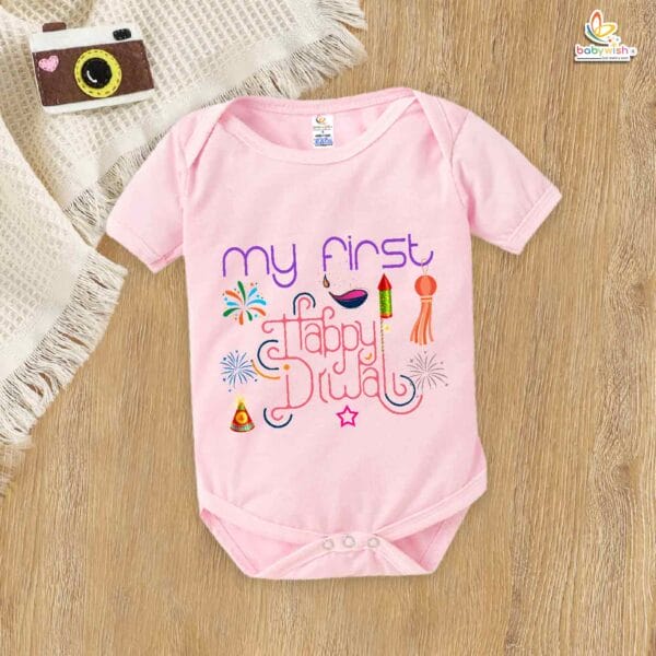 Babywish Baby Diwali Romper Bodysuit My First Diwali My First Happy Diwali Celebrations - Image 3