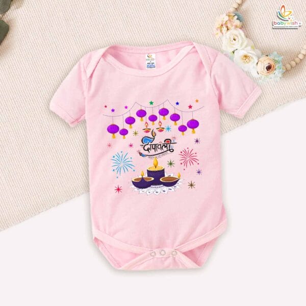 Babywish Baby Diwali Romper Bodysuit My First Diwali Diwali Celebrations With Sweets - Image 3