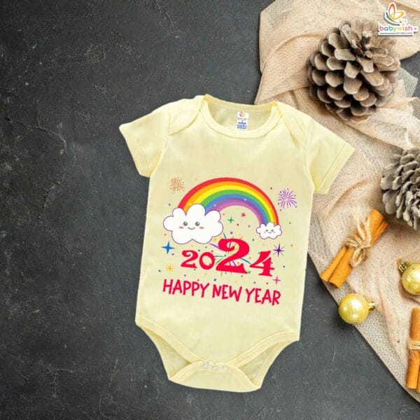 Babywish New Year Romper Clothes My First New Year Bodysuits Happy New Year 2024 Rainbow Print - Image 3