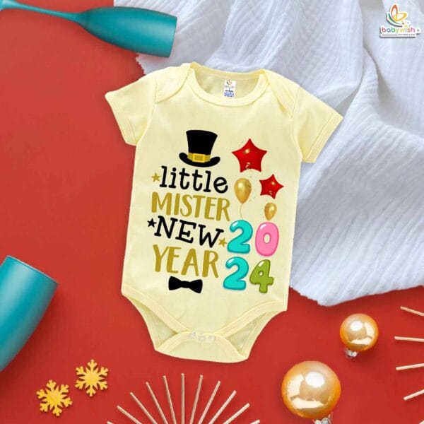 Babywish New Year Romper Clothes My First New Year Bodysuits Little Mister New Year - Image 3
