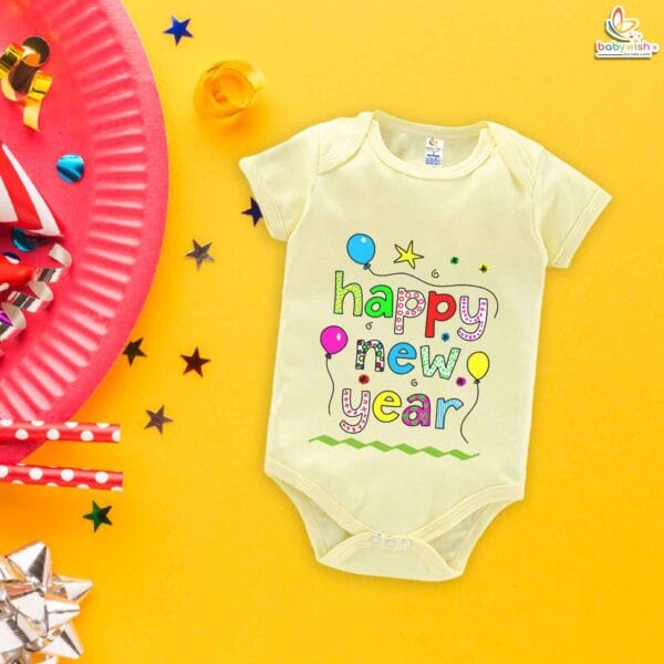 Babywish New Year Romper Clothes My First New Year Bodysuits Happy New Year Balloon Print - Image 3