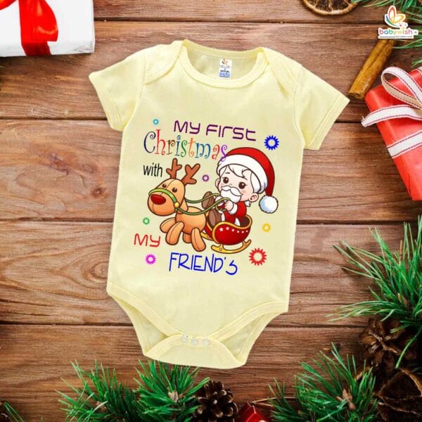 Babywish Christmas Romper Clothes My First Merry Christmas Bodysuits My First Christmas With my Friends - Image 3