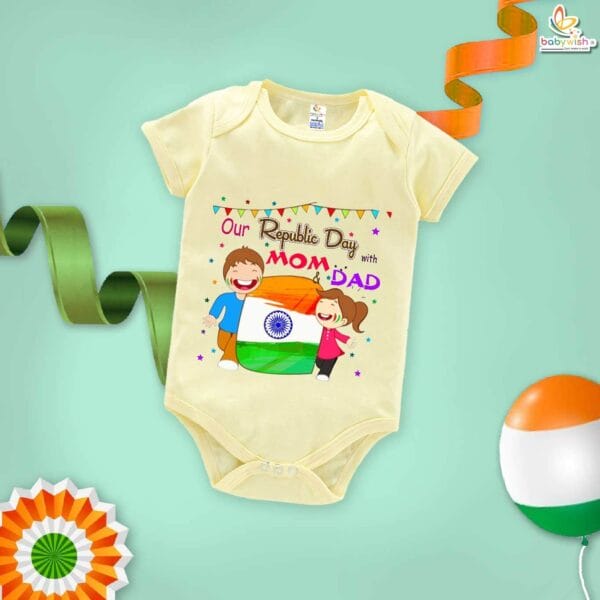 Babywish Republic Day Romper Clothes My First Republic Day Bodysuits Our Republic Day With Mom & Dad - Image 2