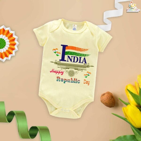 My First Republic Day Romper | Happy Republic Day India Baby Bodysuit | 26th January Outfit for Boys & Girls – Babywish - Image 2